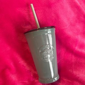 Starbucks Winter 2021 Green Embossed Siren Recycled Glass Cold Cup Tumbler 16oz